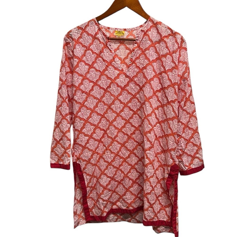 Roberta Roller Rabbit Tunic Orange Red Medium - image 1